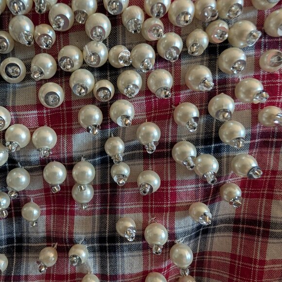 Zara Pearl Embellished Red Gingham Check Snap Front Western Collared Shirt Large - Picture 4 of 8